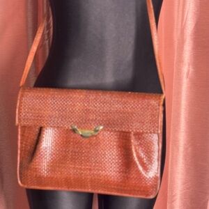 Woven Leather Crossbody Bag in Brown
